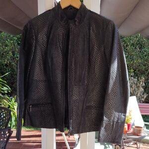 Alfani NavyTextured Leather Jacket